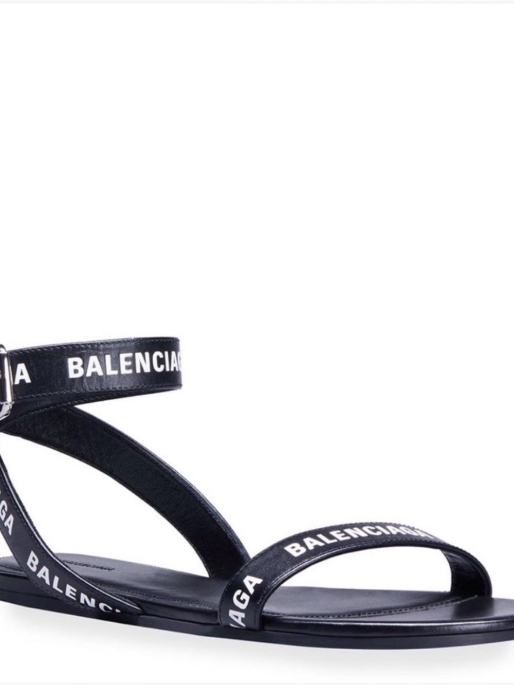 Balenciaga Black Logo Strap Women's Sandals